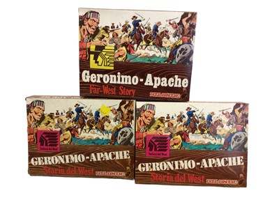 Lot 171 - Atlantic 1:32 Scale Far-West Story Geronimo Apache No.1203 (x5) & Caccia Al Bisonte (x3), mostly foriegn versions, boxed (8)