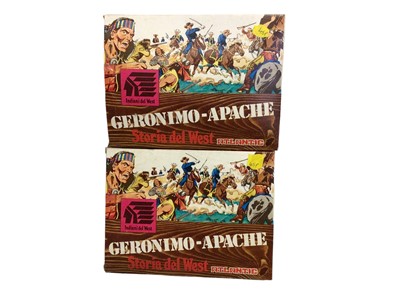 Lot 171 - Atlantic 1:32 Scale Far-West Story Geronimo Apache No.1203 (x5) & Caccia Al Bisonte (x3), mostly foriegn versions, boxed (8)