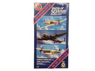 Lot 181 - Airfix 1:72 Scale Battle of Britain 50th Anniversary Memorial Flight Commerative Set including Avro Lancaster B111, Spitfire MK2A & Hawker Hurricane MK2C, sealed box No.10999 (1)