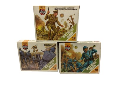 Lot 191 - Airfix HO OO Scale WWI British Infantry (x7), German Infantry (x2), French Infantry (x3) plus Waterloo Prussian Infantry (x2),  sealed boxes (except all British Infantry) (14 total)