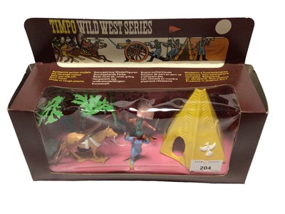 Lot 204 - Timpo Toys Wild West Series Cowboy Raft Set No.297& Travois Set No.298, both in window boxes (2)