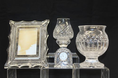 Lot 2021 - Waterford crystal Clocksck together with a...