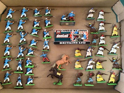 Lot 219 - Britains Deetail Mounted Arabs (x2) and Mounted Desert Fighters (one missing), all on card, 9 loose mounted desert fighters & 3 mounted arabs, 25 loose Desert fighters & 19 Arabs on foot, plus Dese...