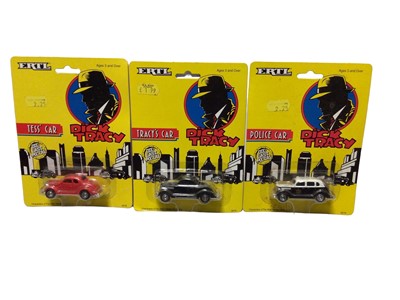 Lot 261 - Playmates Bandai Dick Tracey Coppers & Gangsters, on unpunched card with bubblepack No. 5700 plus ERTL Dick Tracy Cars (5)