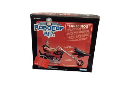 Lot 292 - PMS Robocop Super Robot Warrior Policeman, on unpunched card with bubblepack, plus Kenner Robocop and the Ultra Police Skull Hog No. 64320 & Robo-Cycle No. 64310, both boxed (one slightly compresse...