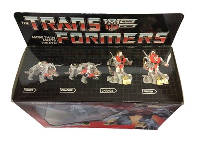 Lot 294 - Hasbro Transformers (1985) Dinobot Flamethrower Slag (alternate mode:Triceratops), in window box No.5972 (1)