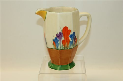 Lot 2030 - Clarice Cliff jug of octagonal form decorated...