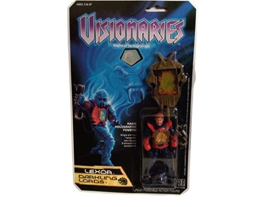 Lot 348 - Hasbro Visionaries (1987) Knights of Magical Light Lexor (Darkling Lords) 5" action figure, on punched card with bubblepack No. 7910/7800 (1)