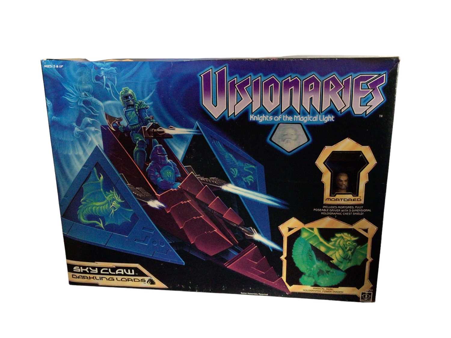 Lot 349 - Hasbro Visionaries (1987) Knights of Magical Light Skyclaw (Darkling Lords) Vehicle & Driver Set with Mortdred 5" action figure, boxed (original tape & slightly crumpled) 7830 (1)