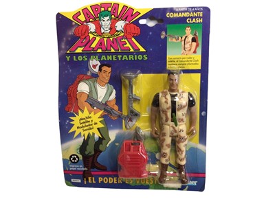 Lot 353 - Kenner (1991) Captain Planet (Foreign Versions) action figures Commandante Clash, Duke Nukem & Linka (card bent),  all on card with bubblepack (3)