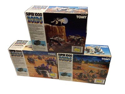 Lot 378 - Tomy (1988) Super 1000 Zoids Zarwolf, Cyberdon & Zear, boxed No.2589, plus Zolkon & Black Rhino (taped together 2 for price of 1) No.2588 (5)