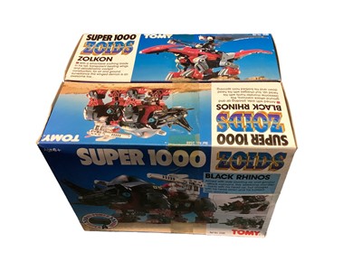 Lot 378 - Tomy (1988) Super 1000 Zoids Zarwolf, Cyberdon & Zear, boxed No.2589, plus Zolkon & Black Rhino (taped together 2 for price of 1) No.2588 (5)