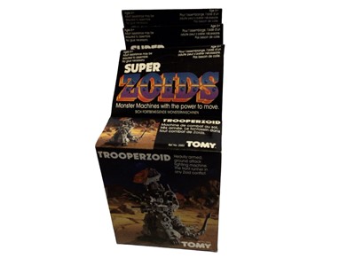 Lot 381 - Tomy (1984-1985) Super Zoids Kroc, Trooperzoid & Scorpozoid, boxes taped together with multibuy sticker No.2583 (3)