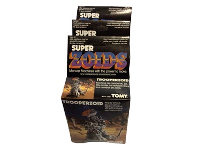 Lot 383 - Tomy (1984-1985) Super Zoids Kroc, Trooperzoid & Scorpozoid, boxes taped together with multibuy sticker No.2583 (3)