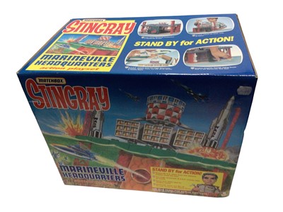 Lot 385 - Matchbox (1993) Stingray Marineville Headquarters action playset, boxed (sellotaped closed) No. SR210, plus Doyusha Stingray Atomic Submarine model kit, boxed with original internal packaging (2)