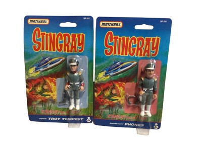 Lot 386 - Matchbox (1993) Stingray action figures & accessories including Captain Troy Tempest No. SR251, Lieutenant Phones No. SR255, Marina No. SR253, Commander Sam Shore with hover-chair No. SR252, Titan...