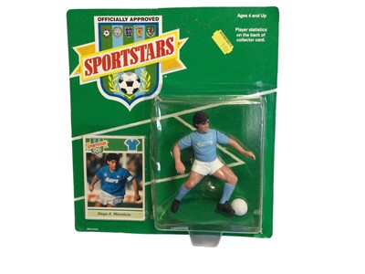 Lot 275 - Kenner (c1989) Tonka Soccer Sportstars including Diego A. Maradona, Bryan Robson, Terry Butcher, Derek Mountfield, Neville Southall, & Graeme Sharp, all on card with bubblepack (6)