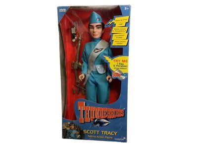 Lot 393 - Carlton (c1999) Thunderbirds 12" talking Action Figures Vigil, Scott & Alan Tracy, in window boxes (all base opened) (3)