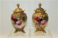Lot 2038 - Pair of Royal Worcester pot pourri vases and...