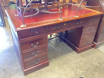 Lot 1291 - Victorian style mahogany twin pedestal desk