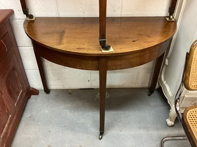 Lot 1416 - Pair of George III mahogany demi-lune side tables