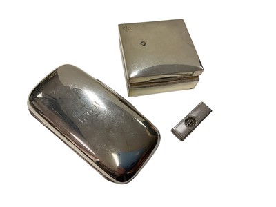 Lot 402 - Victorian silver cigar box, contemporary silver cigar cutter and a cigarette box