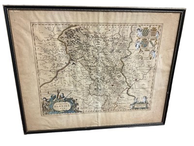 Lot 598 - Jan Jansson, 17th century engraved map - ‘Comitatus Darbiensis'