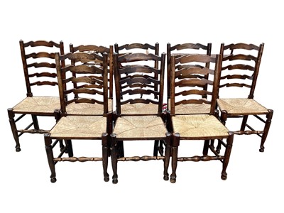 Lot 1407 - Set of eight 18th century style ladder back chairs