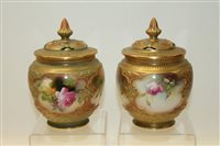 Lot 2040 - Pair of Royal Worcester pot pourri vases and...