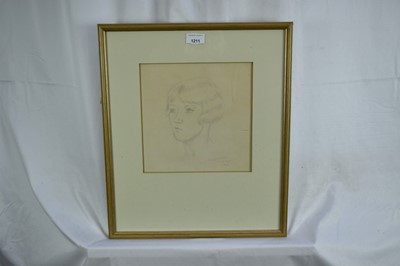 Lot 1211 - *Nina Hamnett (1890-1956) pencil drawing - Portrait of a Lady, possibly a self portrait, signed and dated Paris, Oct. 1924, realted paperwiork verso, 24cm square