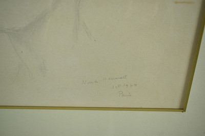 Lot 1211 - *Nina Hamnett (1890-1956) pencil drawing - Portrait of a Lady, possibly a self portrait, signed and dated Paris, Oct. 1924, realted paperwiork verso, 24cm square