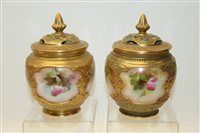 Lot 2041 - Pair of Royal Worcester pot pourri vases and...
