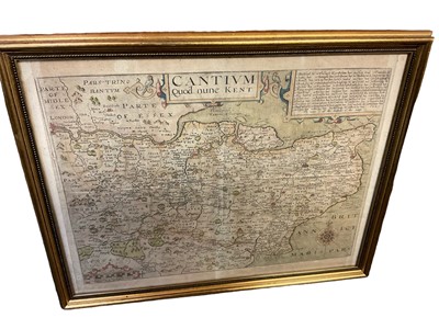 Lot 288 - William Kip & John Norden 17th century map of Kent together with a lithographic view of Rochester and Chatham