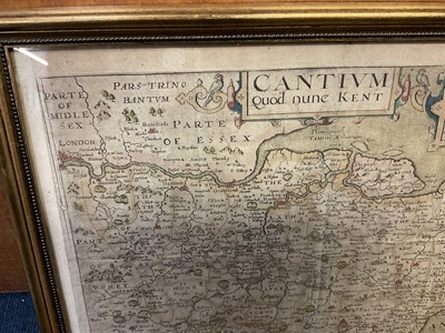 Lot 288 - William Kip & John Norden 17th century map of Kent together with a lithographic view of Rochester and Chatham