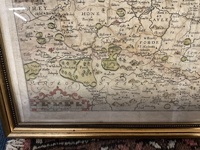 Lot 288 - William Kip & John Norden 17th century map of Kent together with a lithographic view of Rochester and Chatham