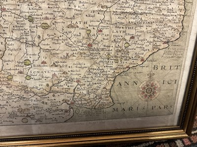 Lot 288 - William Kip & John Norden 17th century map of Kent together with a lithographic view of Rochester and Chatham