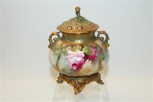 Lot 2043 - Royal Worcester pot pourri vase and cover,...