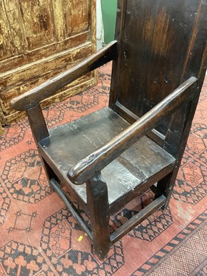 Lot 1507 - Late 17th century oak wainscot chair, possibly Welsh