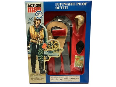 Lot 253 - Palitoy Action Man (1980's) Luftwaffe Pilot & British Infantryman Oufits, boxed (2)