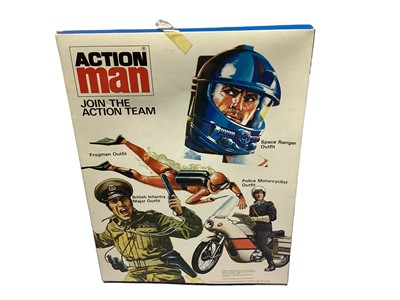 Lot 253 - Palitoy Action Man (1980's) Luftwaffe Pilot & British Infantryman Oufits, boxed (2)