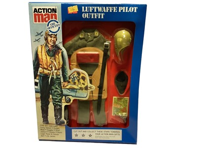 Lot 254 - Palitoy Action Man (1980's) Luftwaffe Pilot & British Infantryman Oufits, boxed (2)