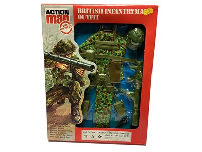 Lot 251 - Palitoy Action Man (1980's) British Infantryman Oufits, boxed (3)