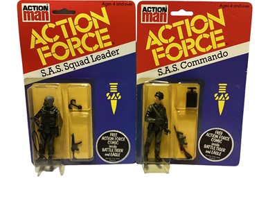 Lot 264 - Palitoy Action Man Action Force S.A.S Squad Leader & Commando, on card with blister pack (2)