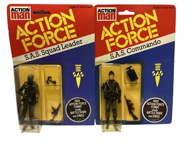 Lot 265 - Palitoy Action Man Action Force S.A.S Squad Leader & Commando, on card with blister pack (2)