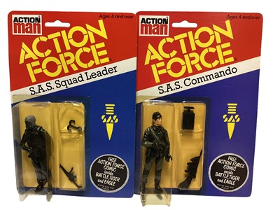 Lot 266 - Palitoy Action Man Action Force S.A.S Squad Leader & Commando, on card with blister pack (2)