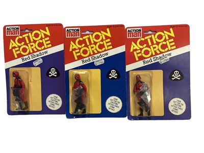 Lot 258 - Palitoy Action Man Action Force Cobra Officer, Cobra (x2) & Red Shadow (x3), on card with blister pack (6)