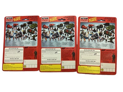 Lot 258 - Palitoy Action Man Action Force Cobra Officer, Cobra (x2) & Red Shadow (x3), on card with blister pack (6)