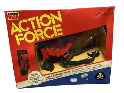 Lot 260 - Palitoy Action Man Action Force Laser Exterminator & Red Laser, in sellotaped closed window box (1)