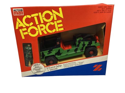 Lot 274 - Palitoy Action Man Action Force Z Force Jeep & Driver, in sellotaped closed window box (1)