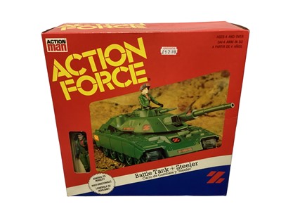 Lot 256 - Palitoy Action Man Action Force Battle Tank & Steeler, in sellotaped closed window box (1)